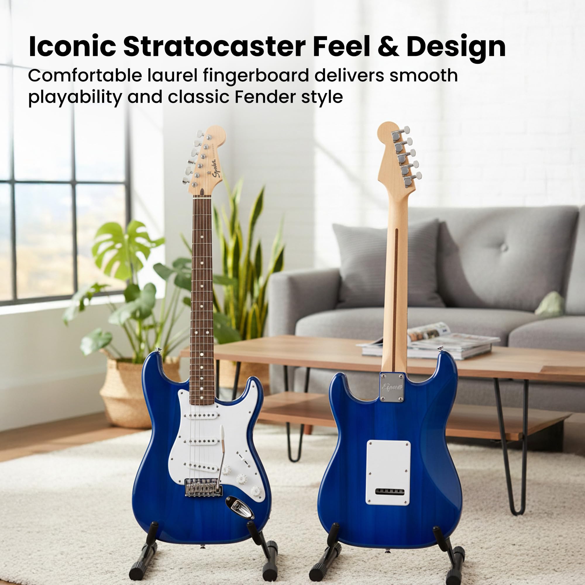 Fender Squier Sonic Stratocaster - Sapphire Blue Transparent w/ Frontman 10G Amplifier