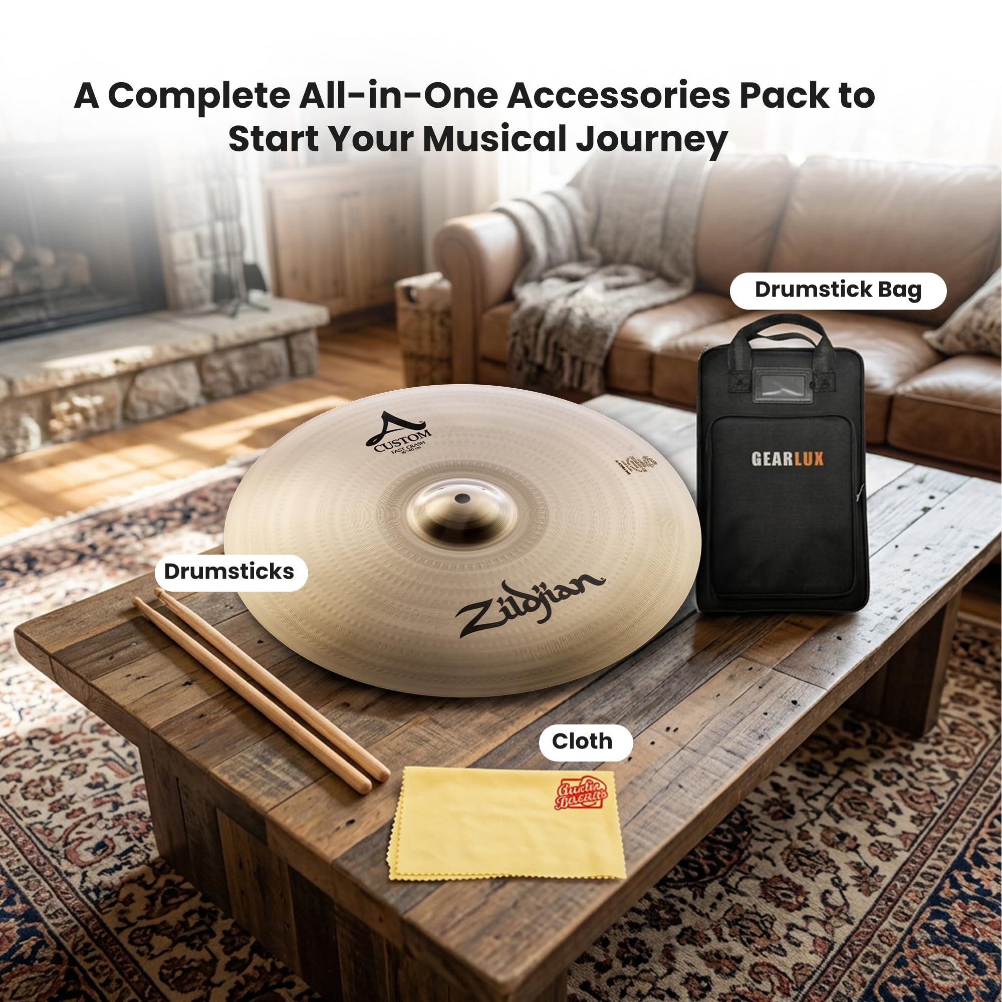 Zildjian A20532 16" A Custom Fast Crash Cymbal w/ Drumstick Bag