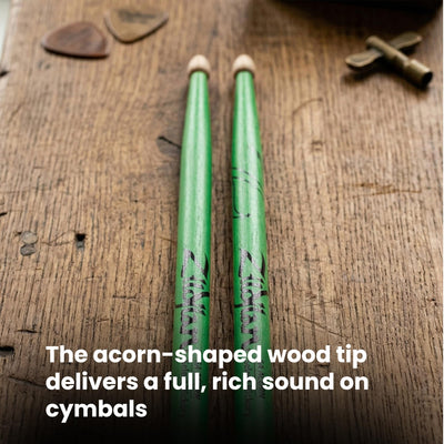 Zildjian 5A Acorn Neon Green Drumsticks - 3 Pack