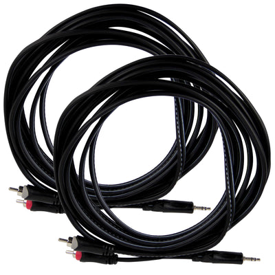 Gearlux 15-Foot TRS-to-Dual-RCA Stereo Breakout Cable - 2 Pack
