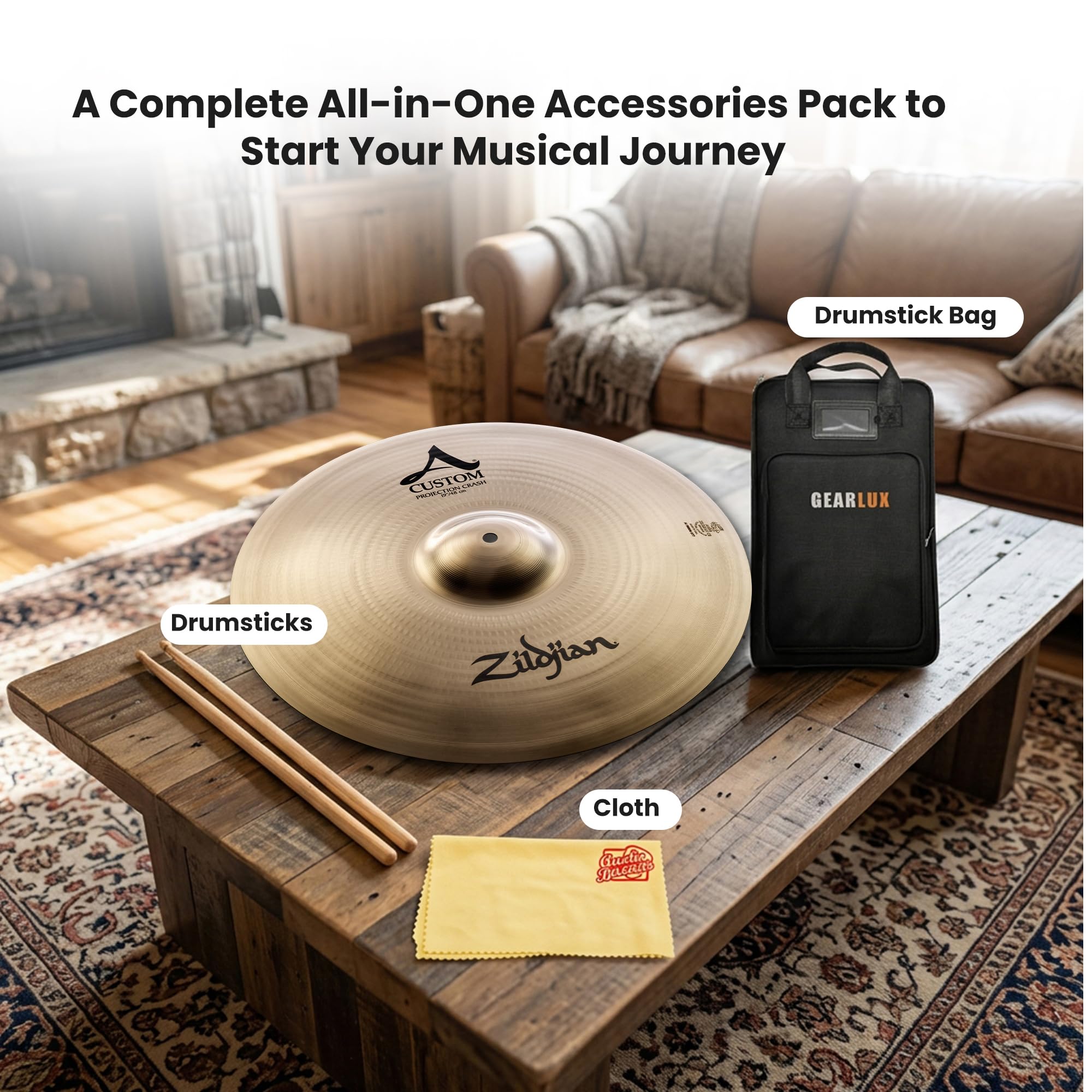 Zildjian A20585 19" A Custom Projection Crash Cymbal w/ Drumstick Bag