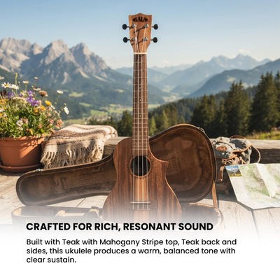 Kala KA-TK-C-CE Teak Tri-Top Concert Acoustic-Electric Ukulele