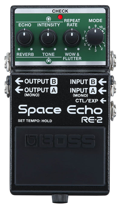 Boss RE-2 Space Echo Delay and Reverb Effects w/ Instrument Cables