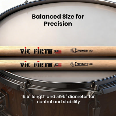 Vic Firth Corpsmaster MS1 Snare Drumsticks - 6 Pack