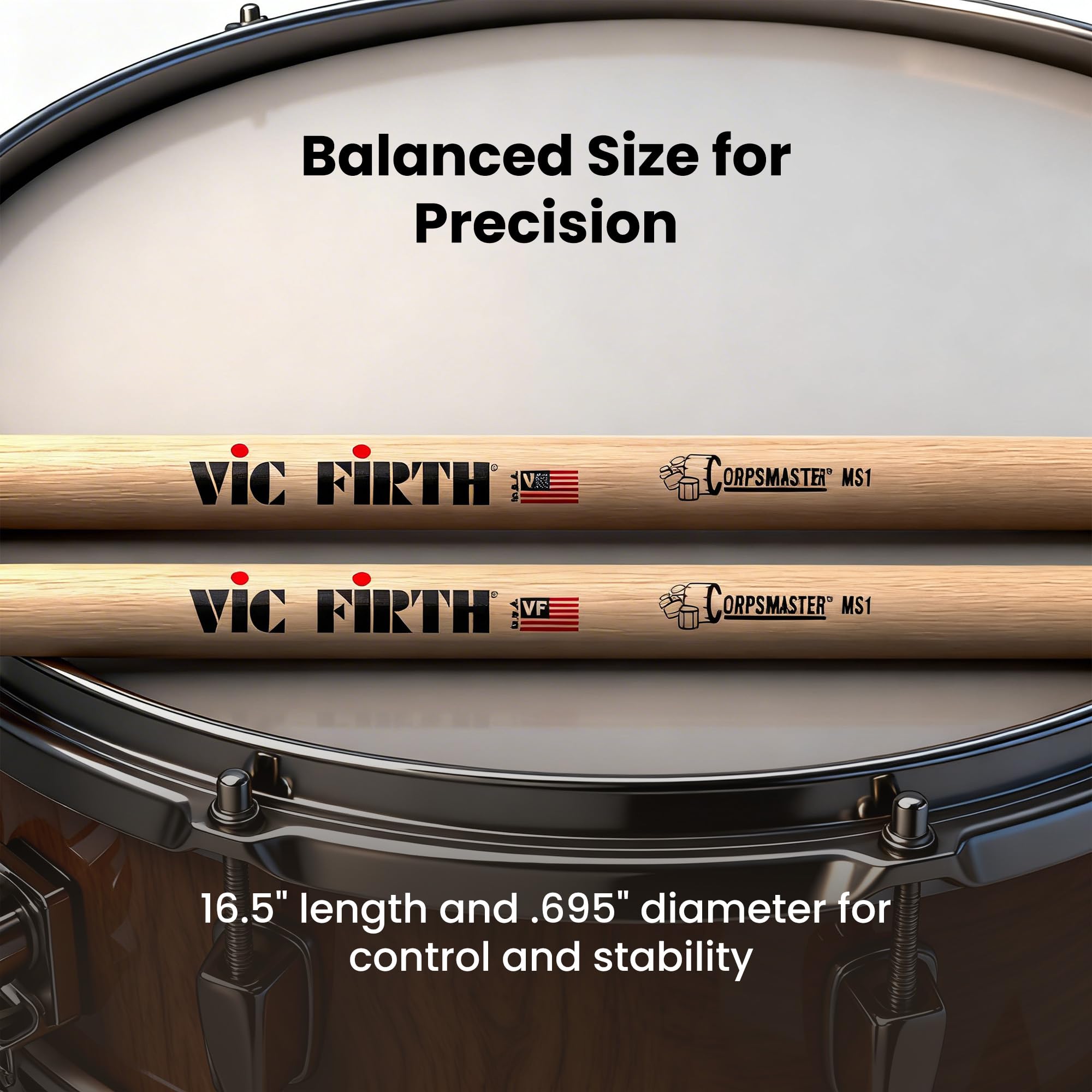 Vic Firth Corpsmaster MS1 Snare Drumsticks - 3 Pack