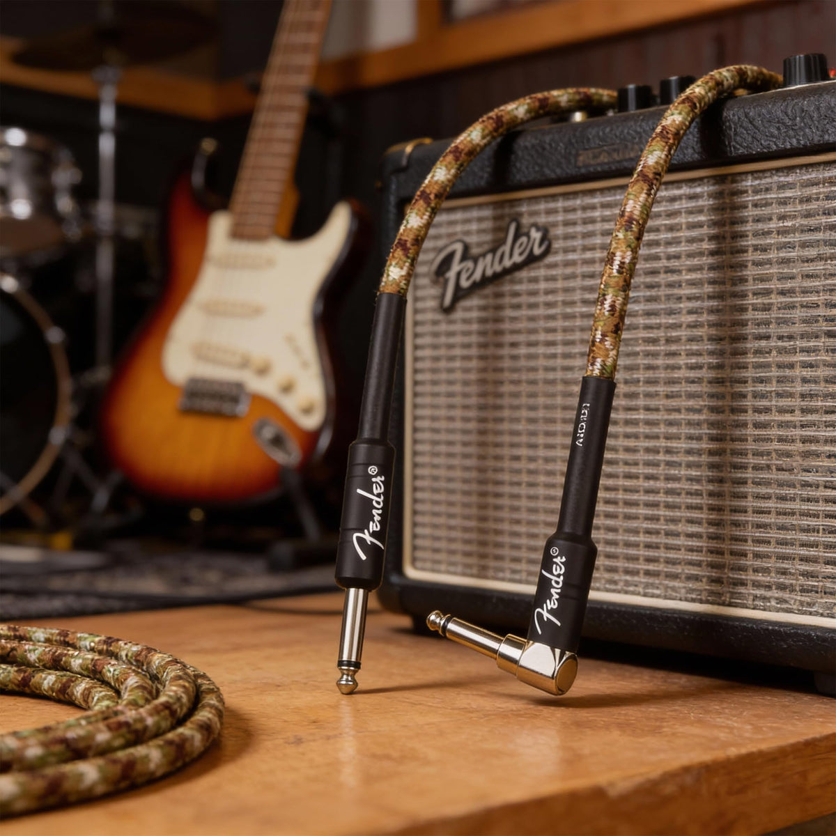 Fender 18.6-Foot Professional Instrument Cable, Straight-Angled, Desert Camo - 1 Pack