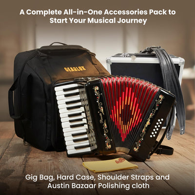 Rossetti 2512 25-Key 12-Bass Piano Accordion - Gloss Black w/ Hard Case