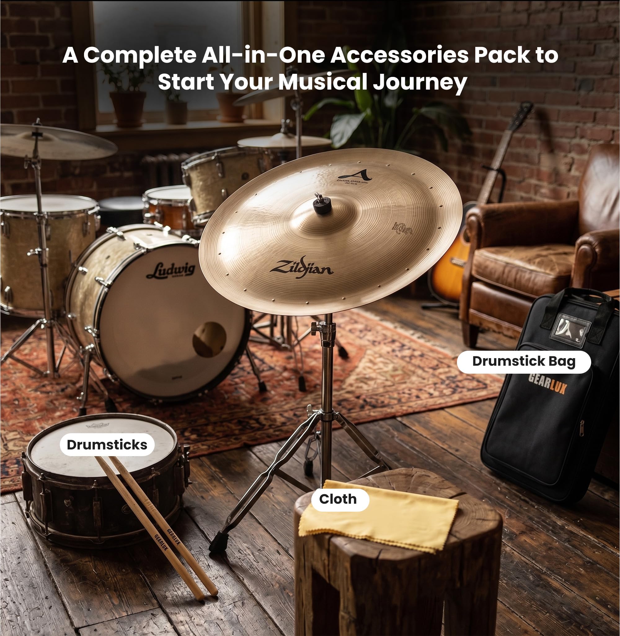 Zildjian A0315 22" A Swish Knocker Cymbal with 20 Rivets w/ Drumstick Bag