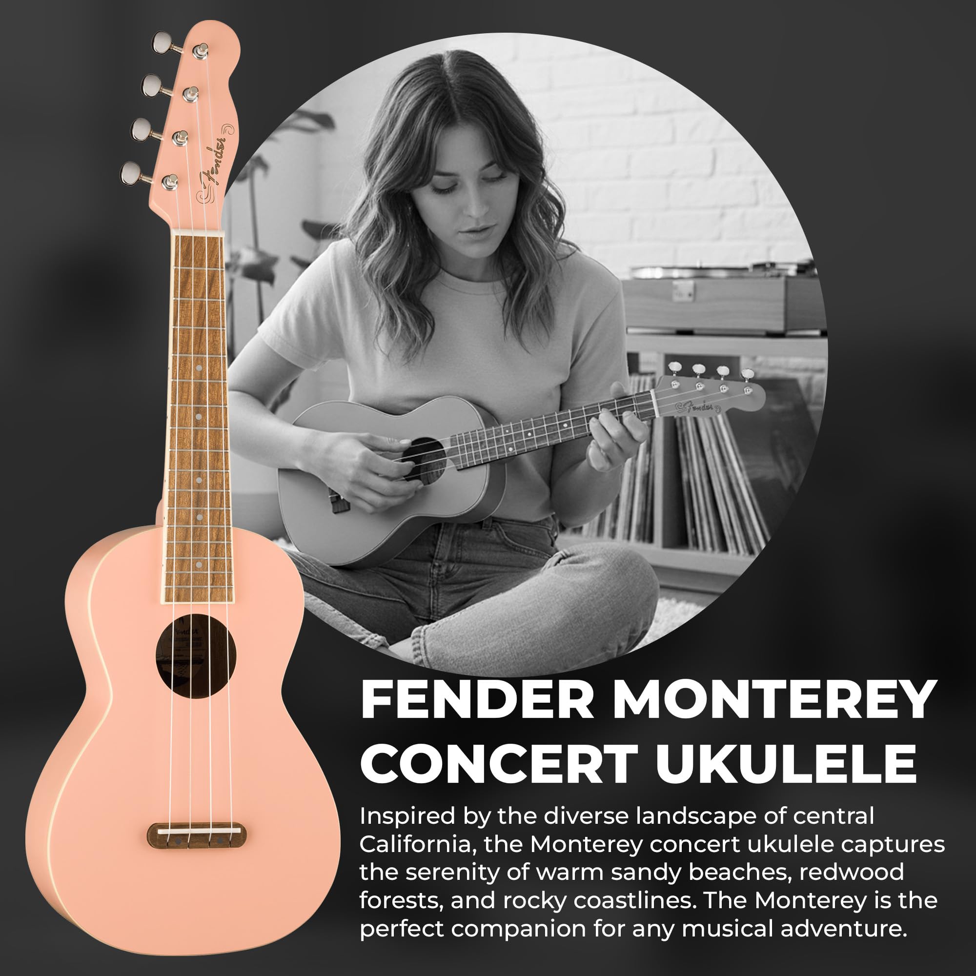 Fender Monterey Concert Ukulele - Shell Pink