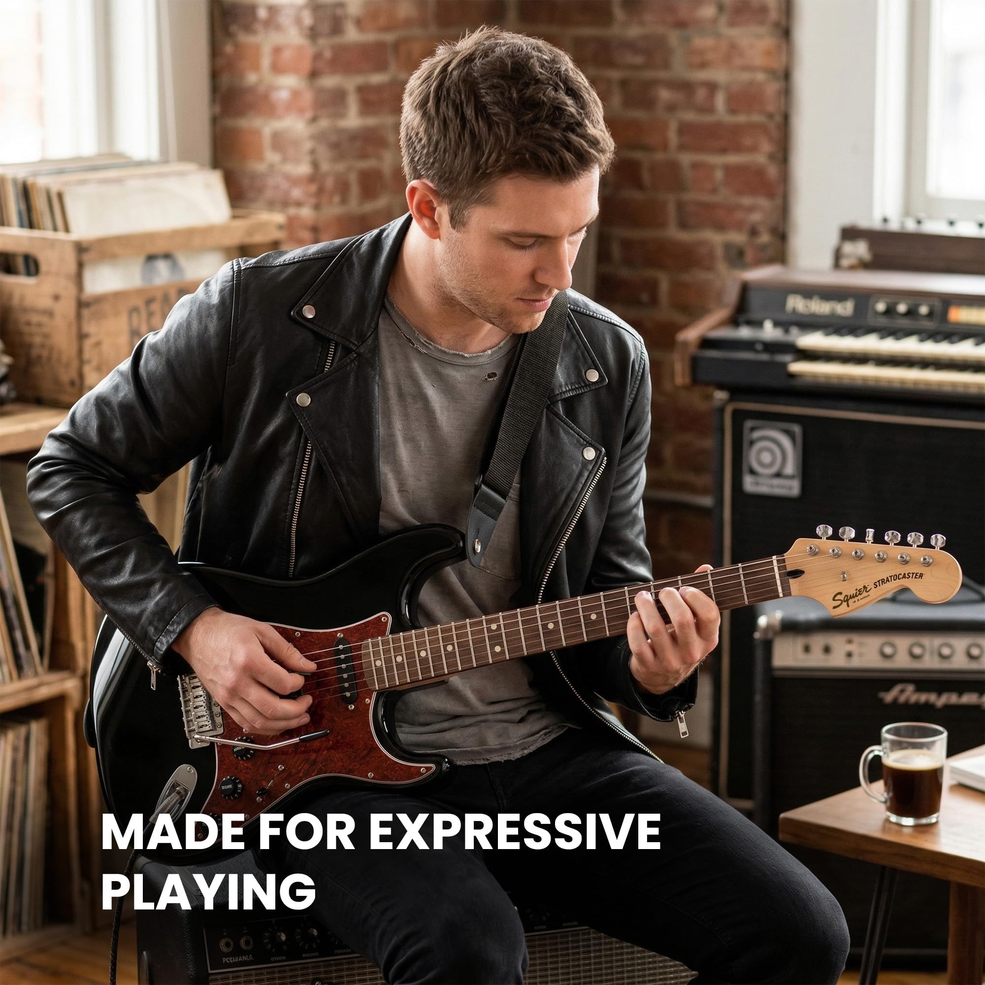 Fender Squier Affinity Stratocaster - Black Limited Edition Tortoise Shell Pickguard w/ Frontman 10G Amplifier