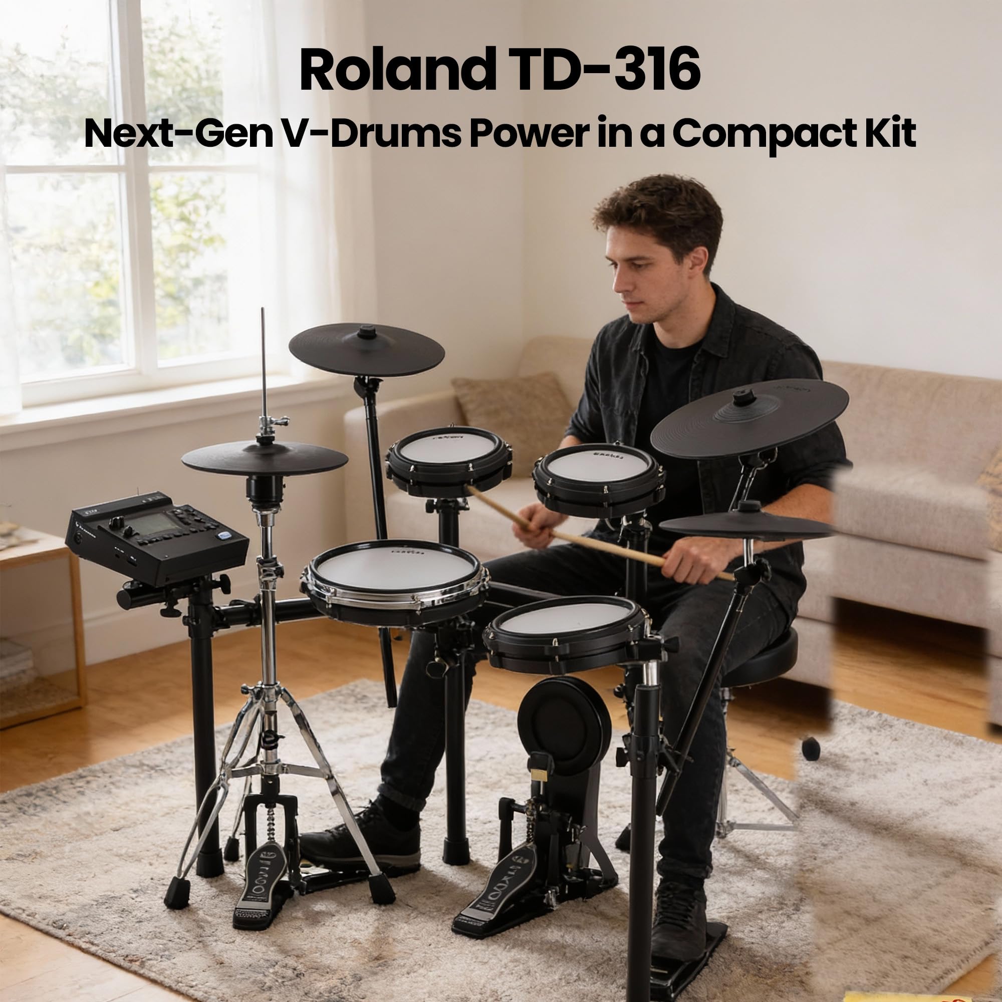 Roland TD316 V-Drums Electronic Drum Kit w/ Drumsticks