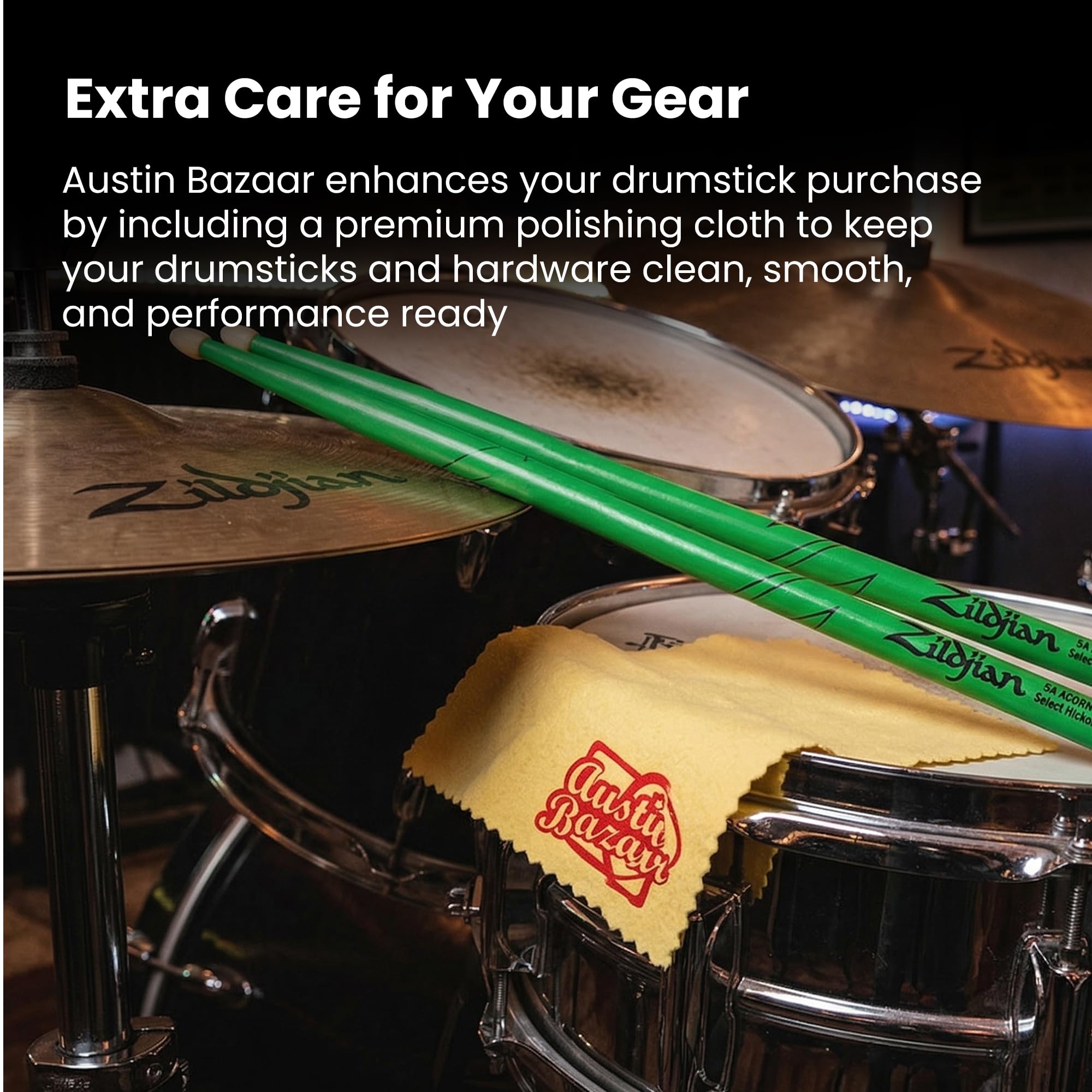 Zildjian 5A Acorn Neon Green Drumsticks - 12 Pack