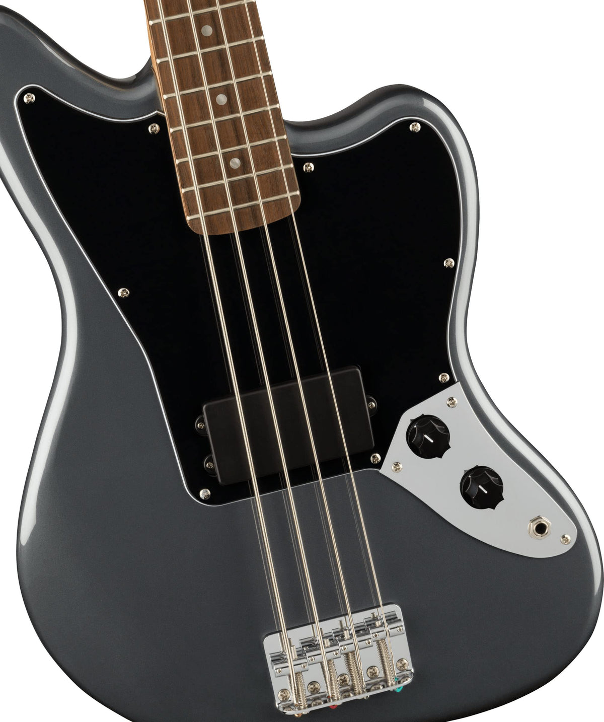 Fender Squier Affinity Jaguar Bass H - Charcoal Frost Metallic w/ Rumble 15 Amplifier