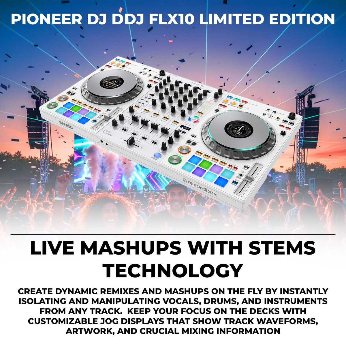 Pioneer DJ DDJ-FLX10 4-Channel Professional DJ Controller - White w/ Carrying Case