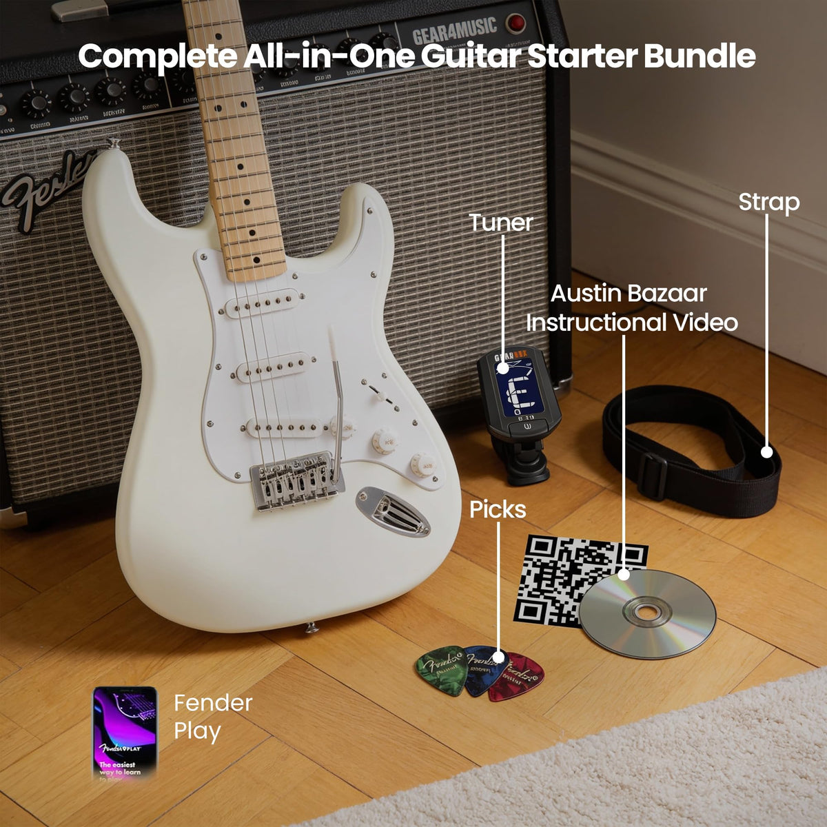 Fender Squier Sonic Stratocaster - Arctic White w/ Tuner