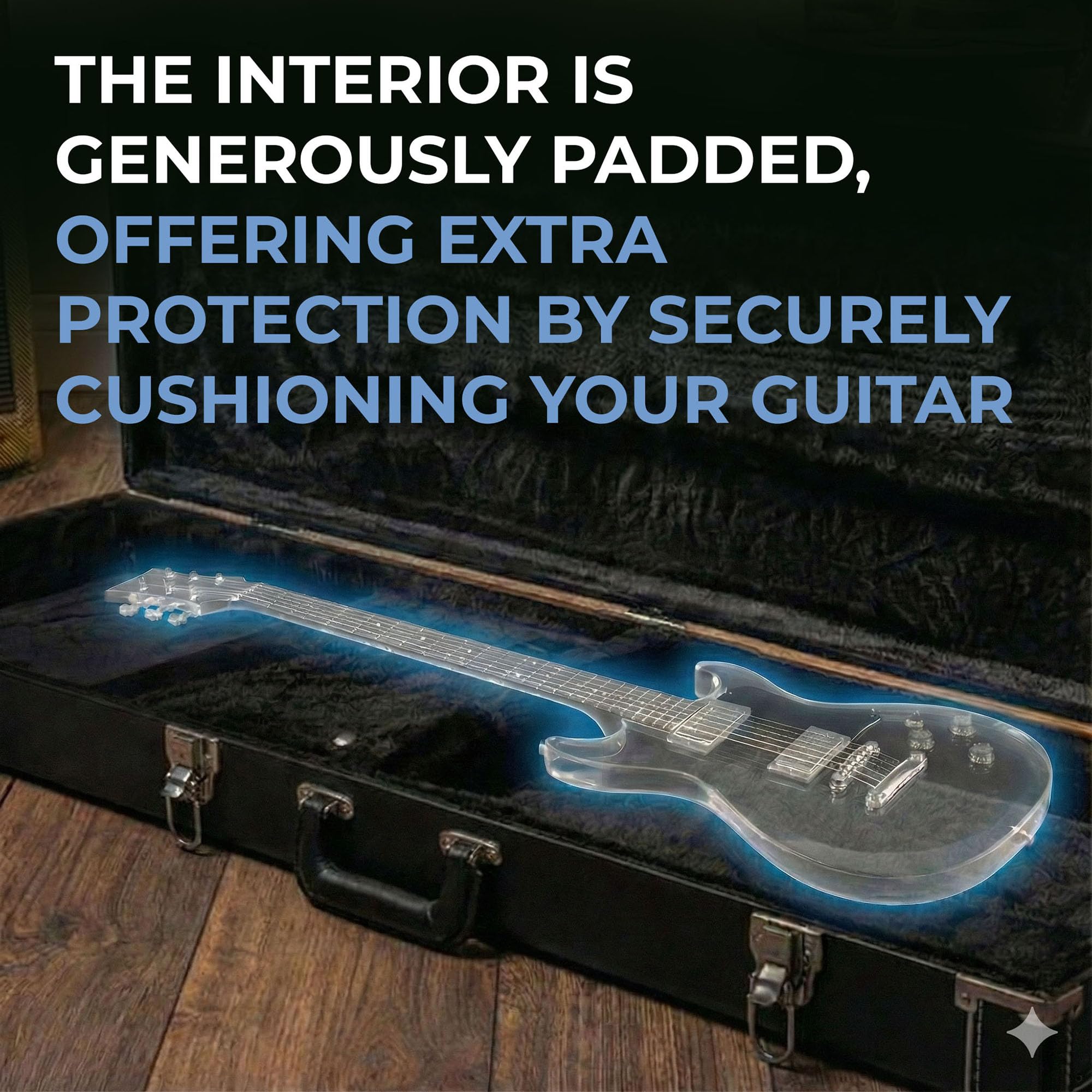 Gearlux Rectangular Electric Guitar Wooden Hard Case - Black