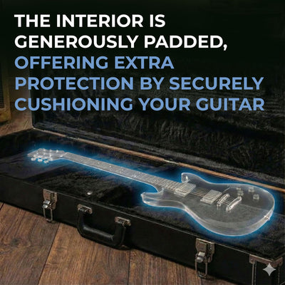 Gearlux Rectangular Electric Guitar Wooden Hard Case - Black