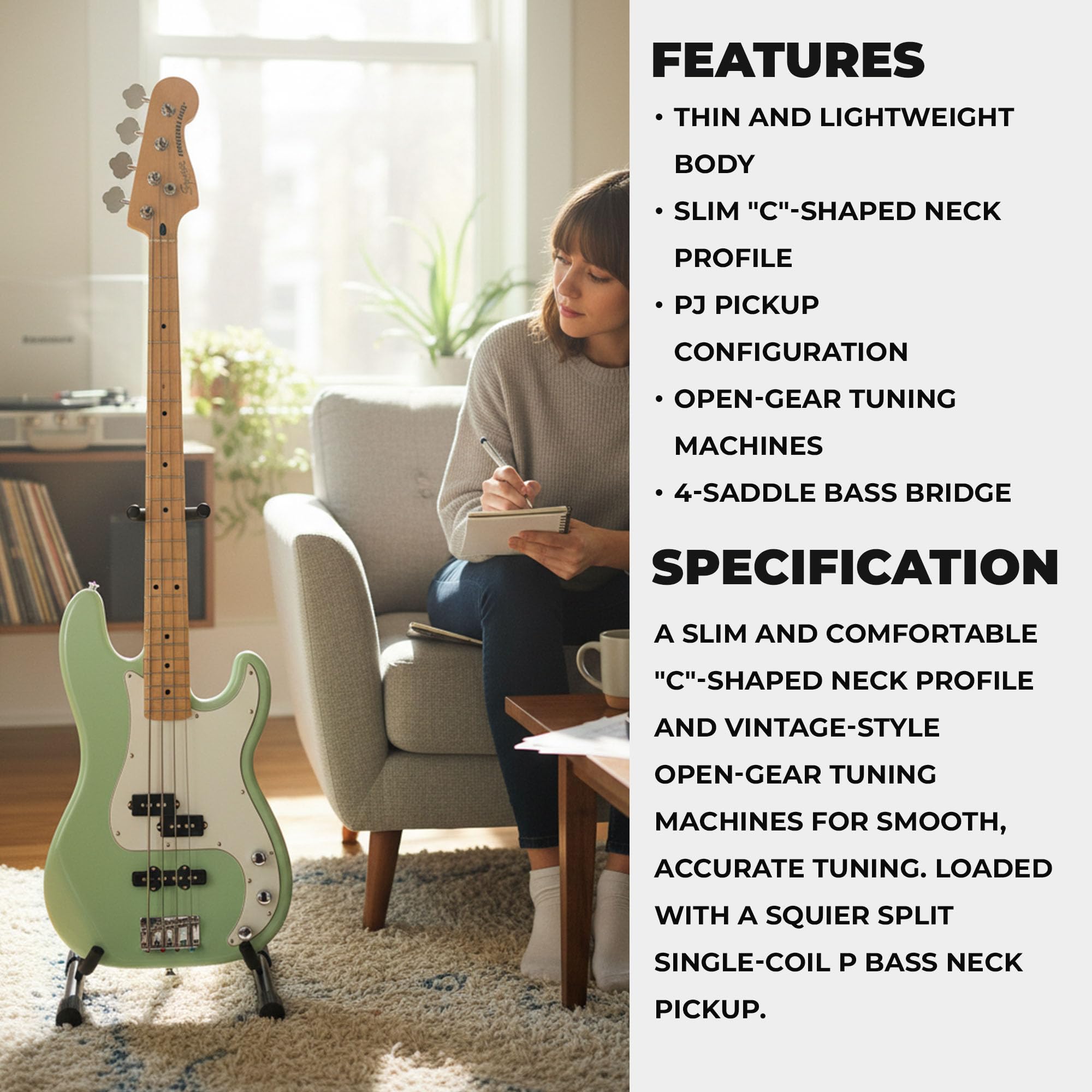 Fender Squier Affinity Precision Bass PJ - Surf Green