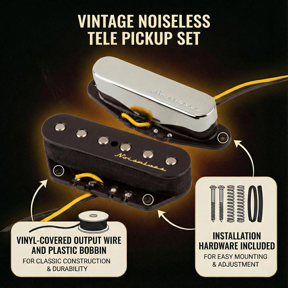 Fender Vintage Noiseless Telecaster Pickups w/ Picks