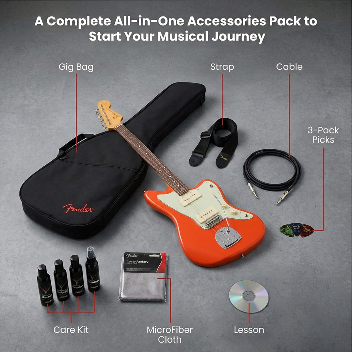 Fender Player II Jazzmaster - Rallye Orange w/ Cleaning Kit