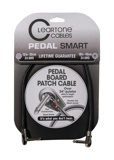 Cleartone 18-Inch Pedal Smart Pedalboard Patch Cable, Angled-Angled, 24 AWG - 2 Pack