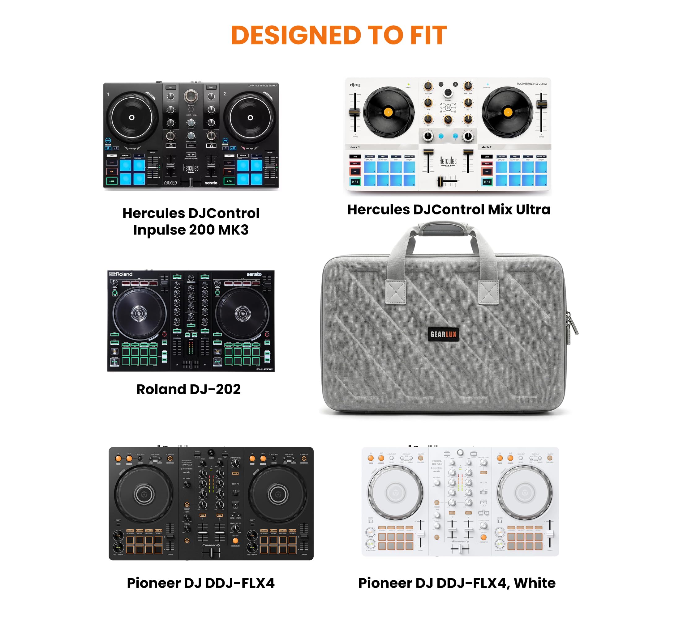 Gearlux DJ Controller Case for Pioneer DDJ-FLX4 - White