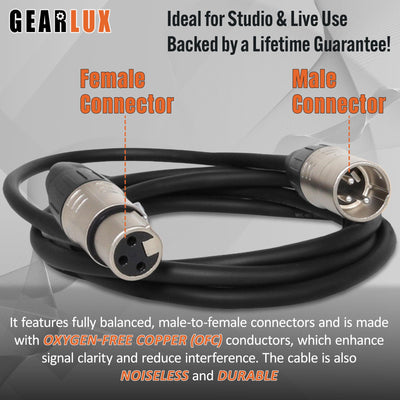 Gearlux 6.5-Foot 3-Pin Male-to-Female DMX Cable - 10 Pack