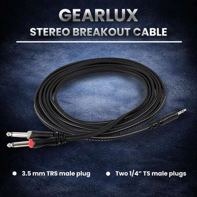 Gearlux 3.5 mm TRS to Dual 1/4-Inch TS Stereo Breakout Cable - 10 Feet