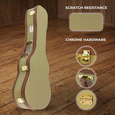 Gearlux Soprano Ukulele Hard Case - Gold Tweed (21-Inch Length)