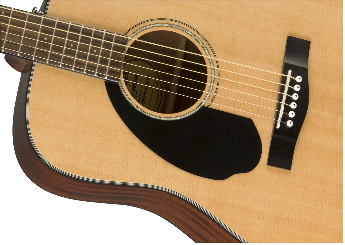 Fender CD-60S Solid Top Dreadnought Acoustic Guitar, Left Handed - Natural w/ Hard Case
