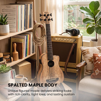 Kala UBASS-SP-MAPL-FS Spalted Maple Fretted Acoustic-Electric U-Bass