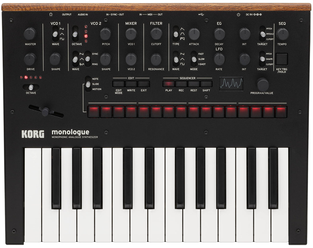 Korg Monologue Monophonic Analog Synthesizer - Black w/ Power Supply