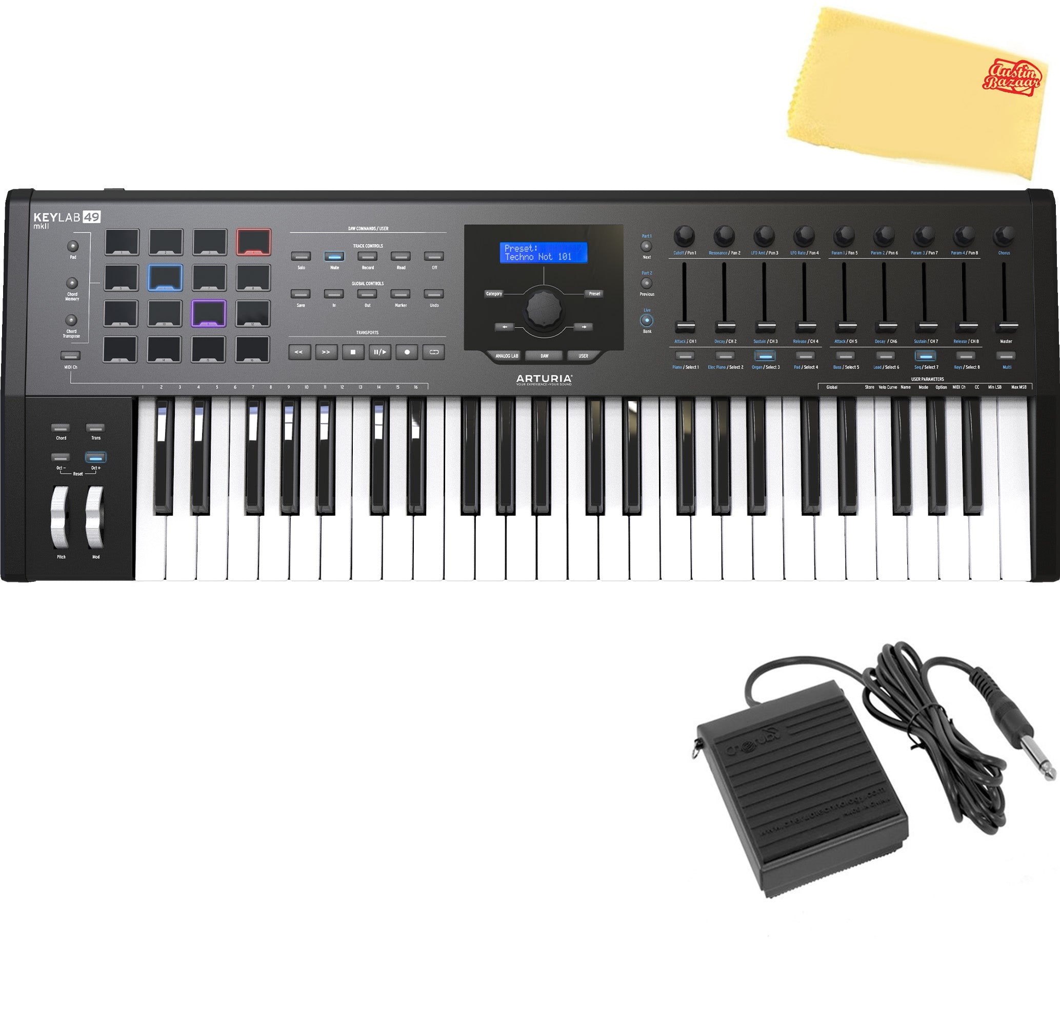 Arturia KeyLab 49 MkII Keyboard Controller - Black w/ Sustain Pedal