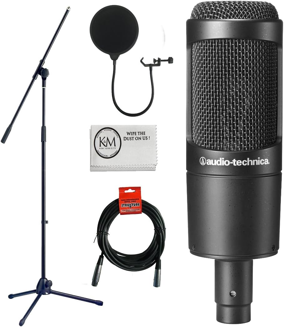 Audio-Technica AT2035 Cardioid Condenser Microphone w/ Boom Stand