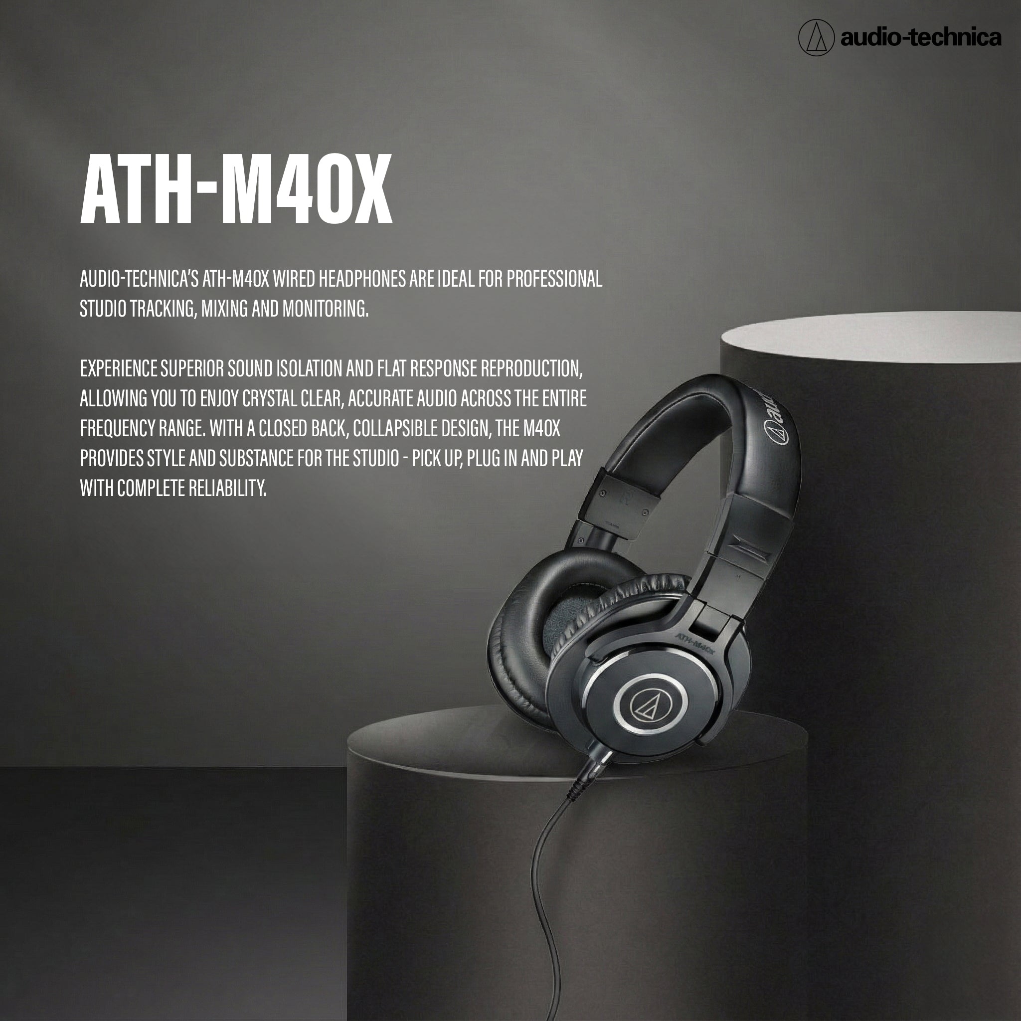 Audio-Technica ATH-M40x Professional Monitor Headphones w/ Case