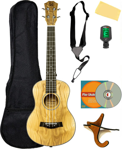 Barcelona Solid Top Ash Wood Tenor Ukulele w/ Gig Bag