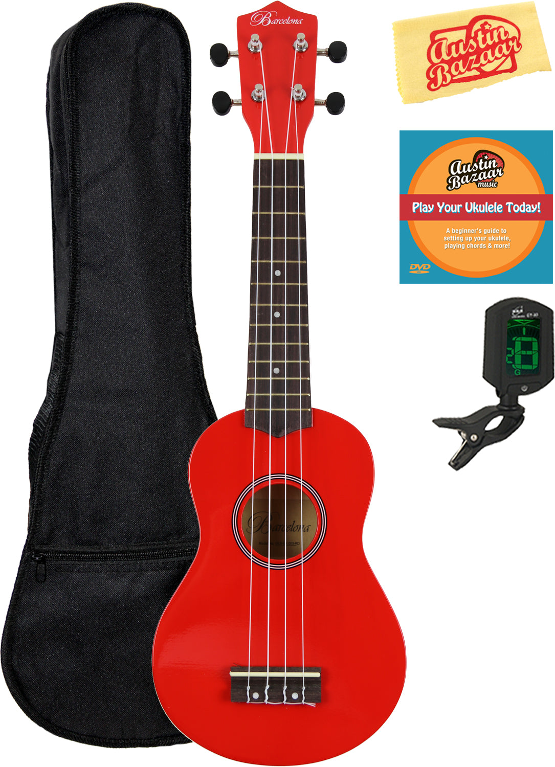 Barcelona Soprano Ukulele - Red w/ Gig Bag