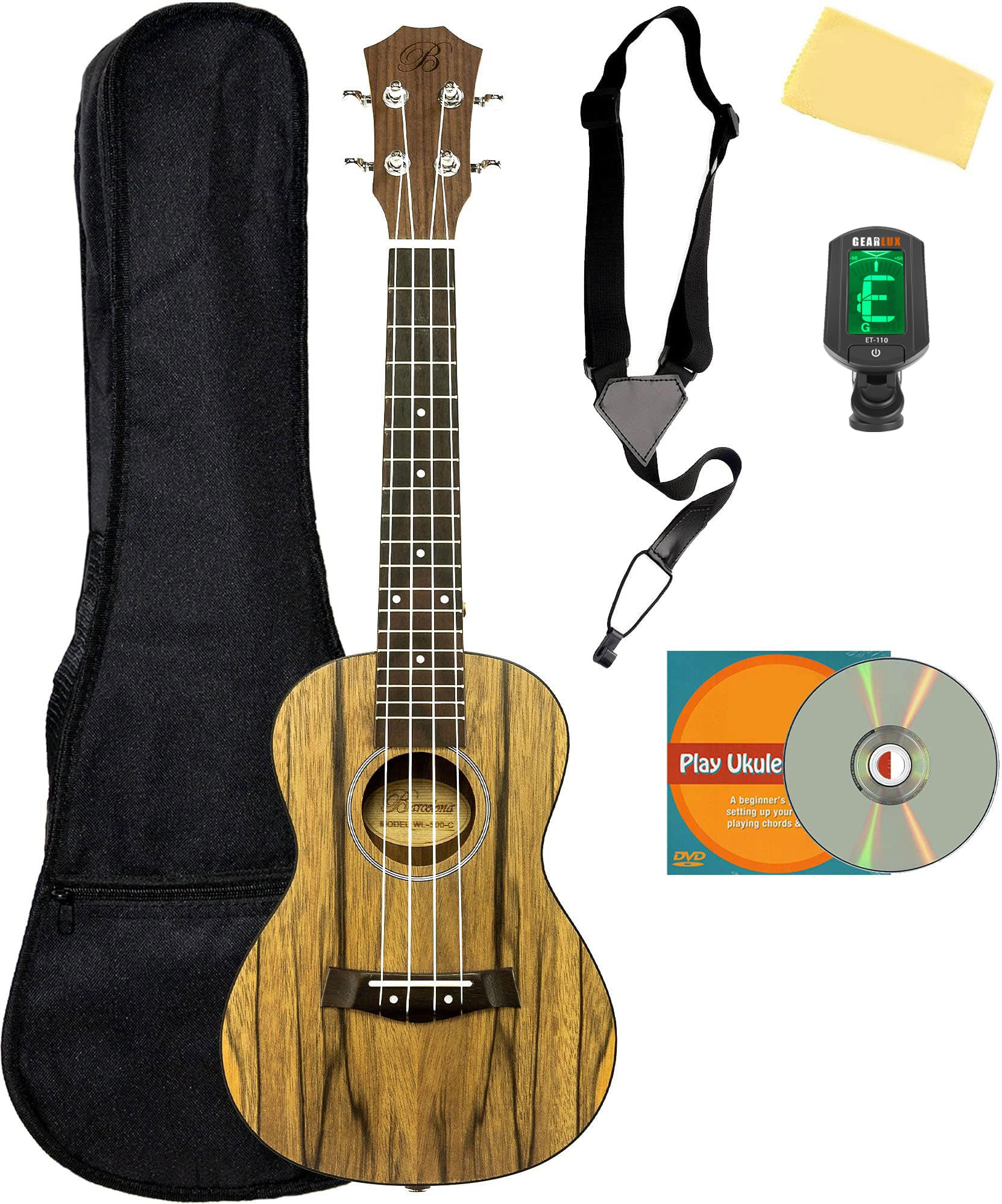 Barcelona Walnut Concert Ukulele w/ Gig Bag