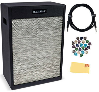 Blackstar St. James 2x12-Inch Vertical Guitar Amplifier Cabinet - Black w/ Instrument Cable