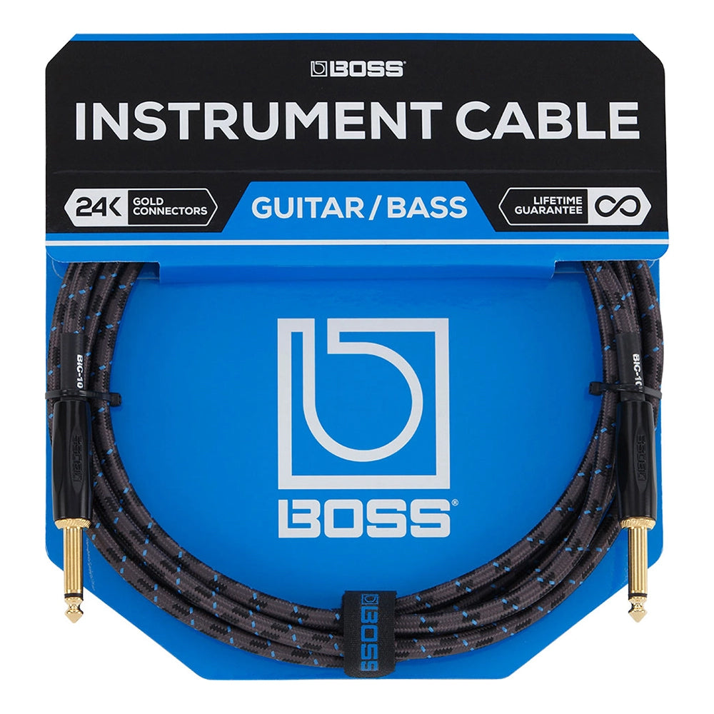 Boss BIC-10 10-Foot Instrument Cable, Straight-Straight - 1 Pack w/ Picks