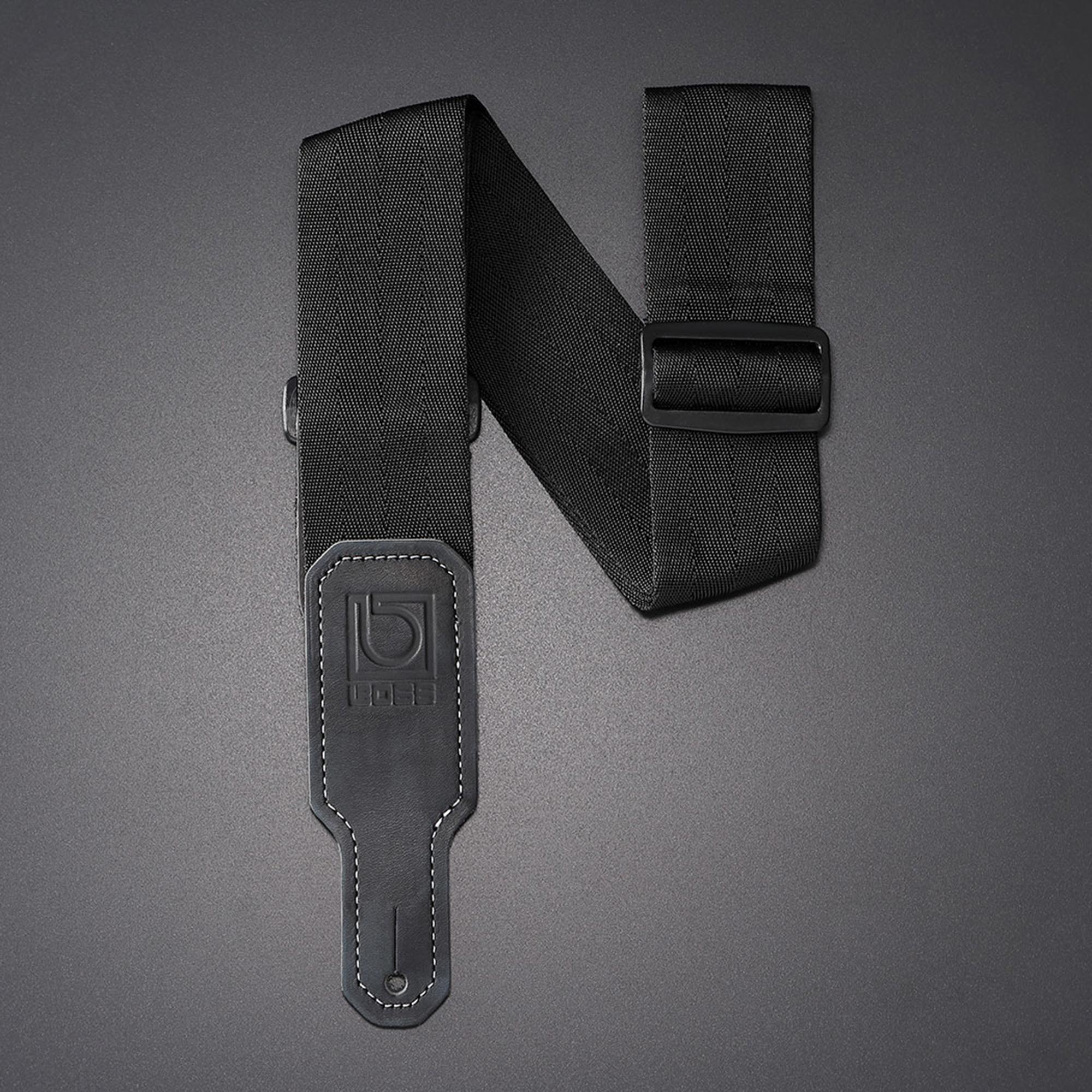 BOSS BSB-20 2-Inch Seatbelt Guitar Strap - Black w/ Picks