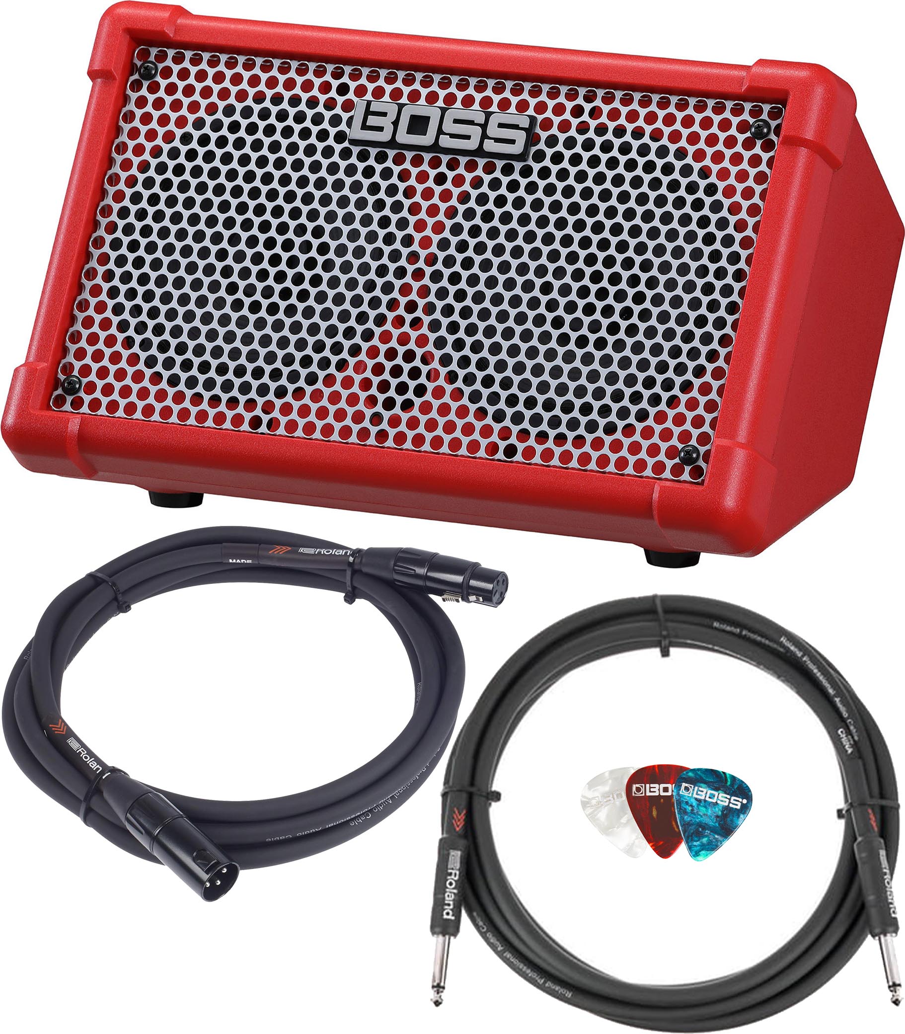 Boss Cube Street II Battery-Powered Stereo Amplifier - Red w/ Cables