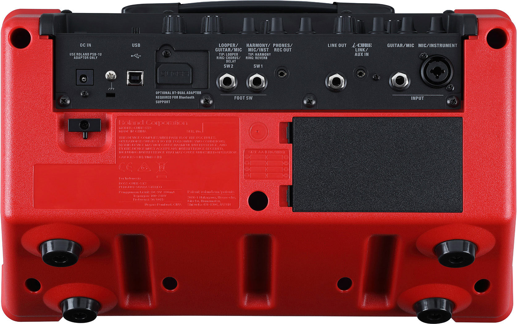 Boss Cube Street II Battery-Powered Stereo Amplifier - Red w/ Cables