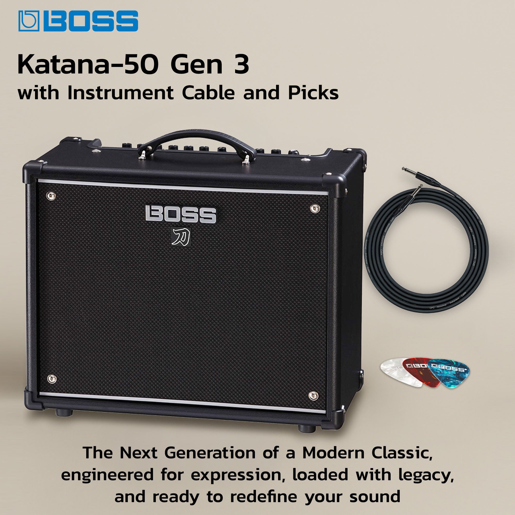 Boss Katana-50 Gen 3 50-Watt 1x12-Inch Guitar Combo Amplifier w/ Instrument Cable