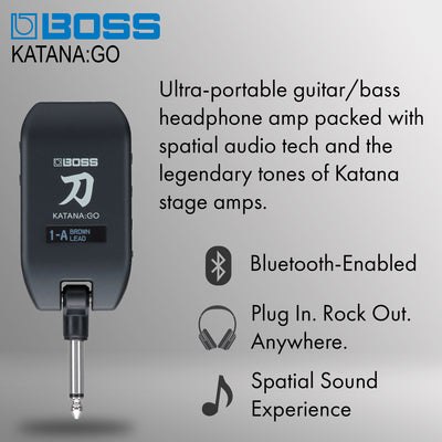 Boss Katana:Go Personal Headphone Guitar Amplifier w/ Instrument Cable