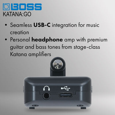Boss Katana:Go Personal Headphone Guitar Amplifier w/ Instrument Cable