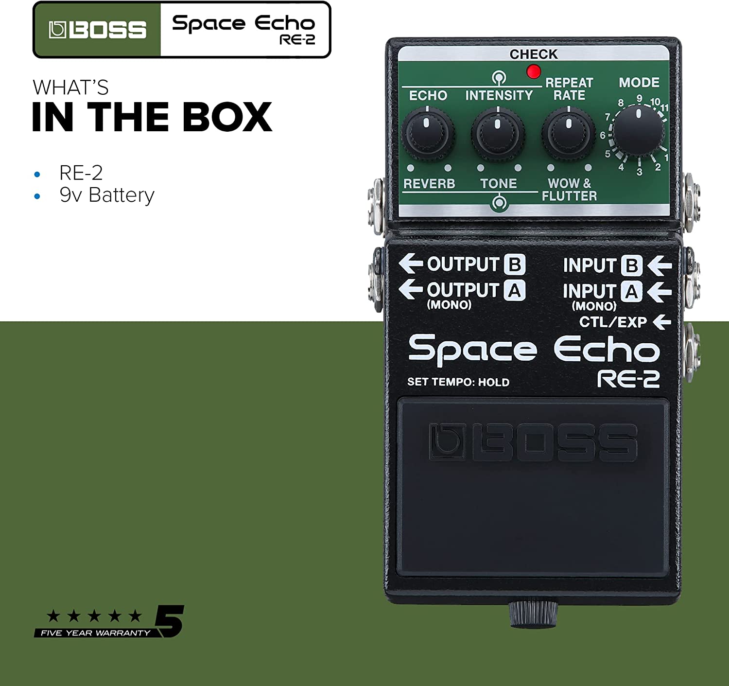 Boss RE-2 Space Echo Delay and Reverb Effects