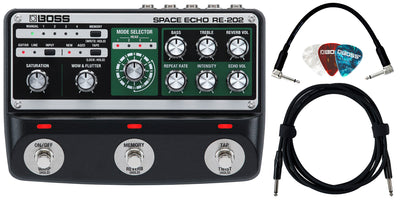 Boss RE-202 Space Echo Delay and Reverb Effects w/ Instrument Cables