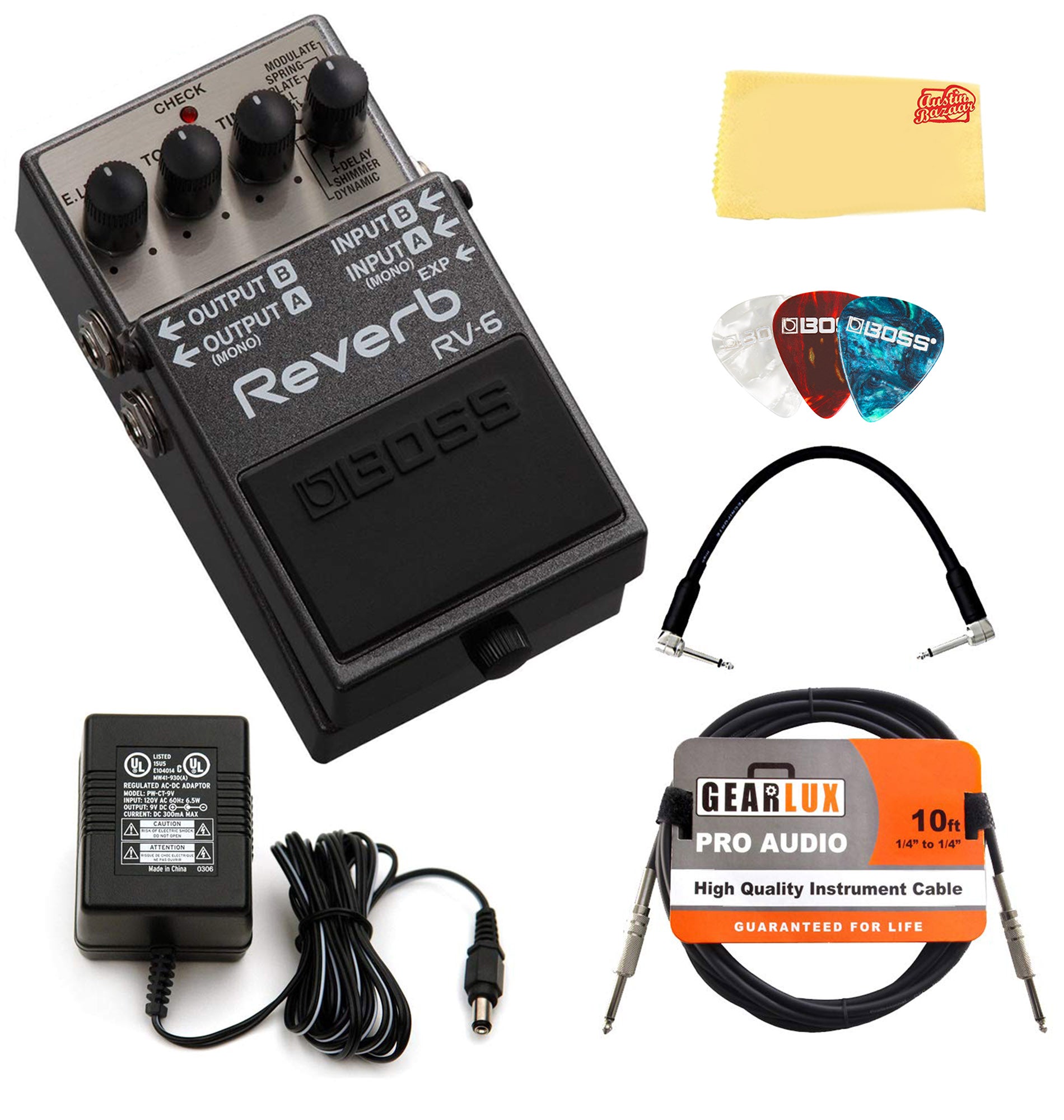 Boss RV-6 Reverb w/ Instrument Cables – Austin Bazaar