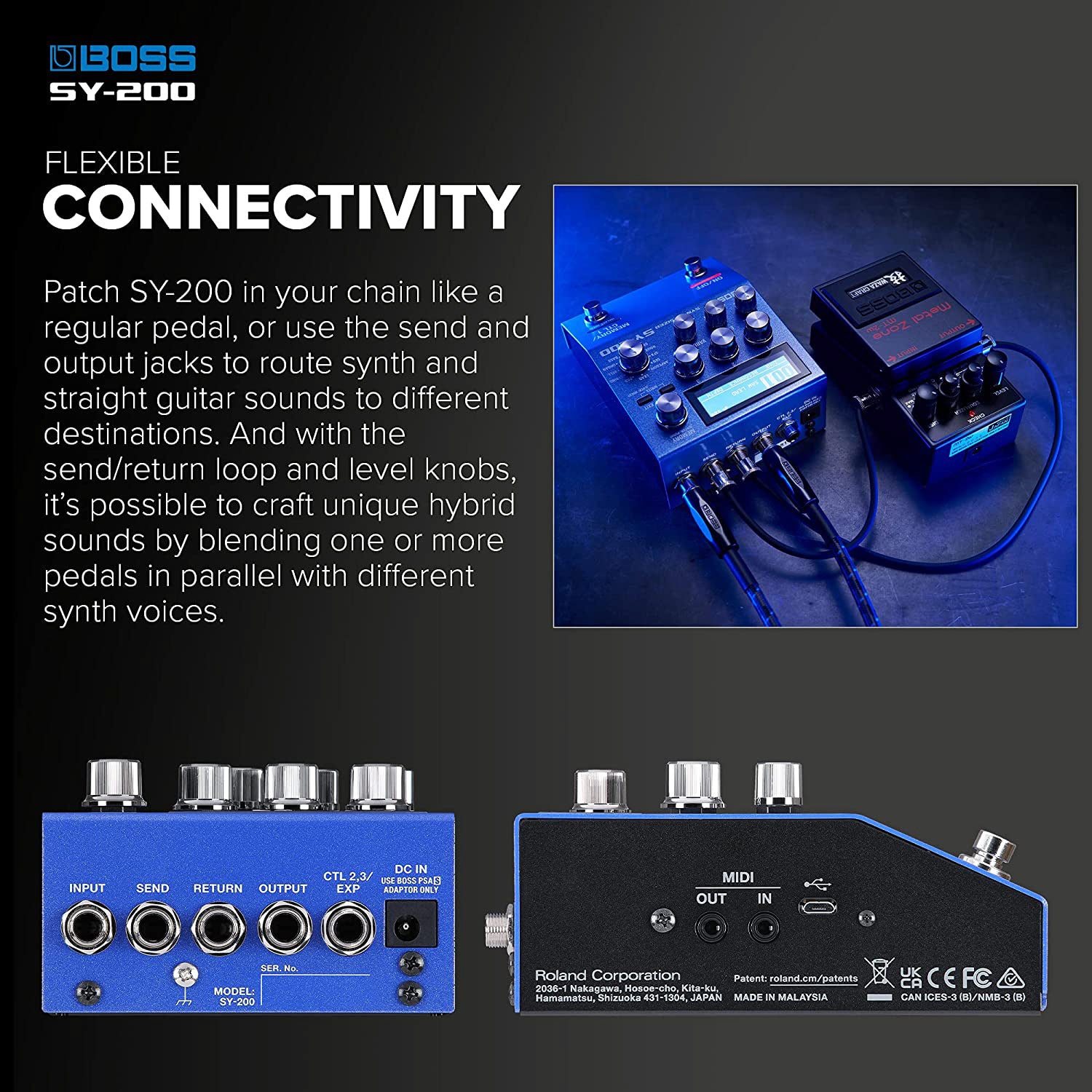 Boss SY-200 Guitar Synthesizer w/ Instrument Cables